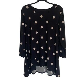 ANNE KLEIN  Plus‎ Size 1X Sharkbite Top Black Cream